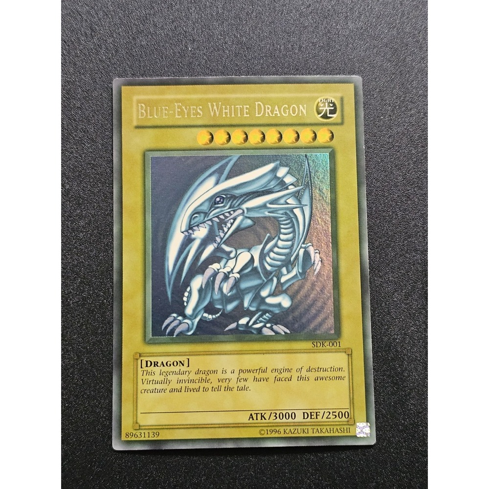 Blue-Eyes White Dragon from the Starter Deck Kaiba set, identified by the...